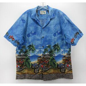VINTAGE Kys Hawaiian Shirt XL Button Down Motorcycle Tropical Aloha
